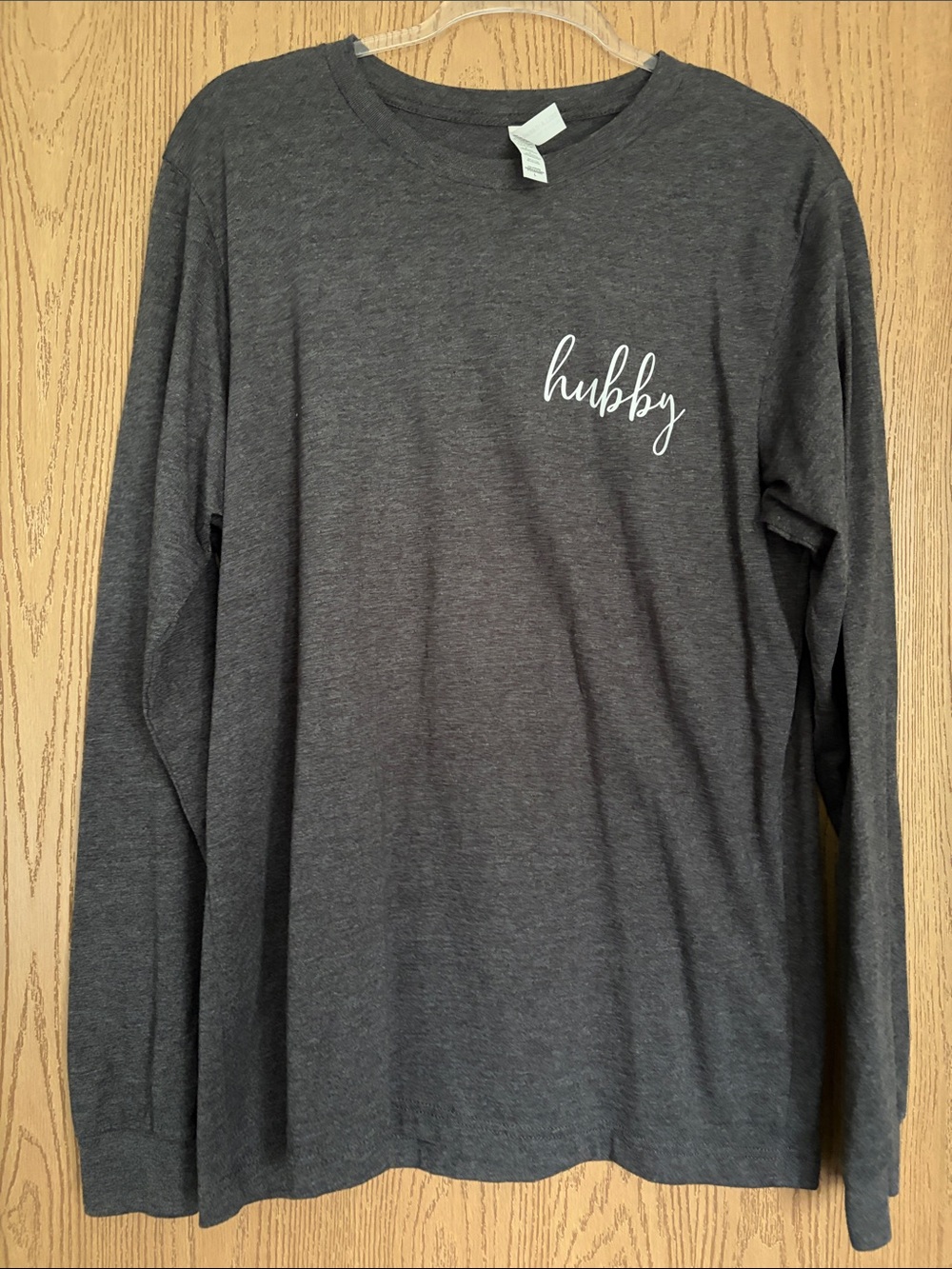 Bella Canvas Charcoal Gray "hubby" Long-Sleeve Crewneck